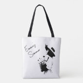 ラインアートガール花カスタム文字 トートバッグ (裏面)