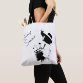 ラインアートガール花カスタム文字 トートバッグ (クローズアップ)