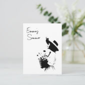 ラインアートガール花カスタム文字 ポストカード (スタンド正面)