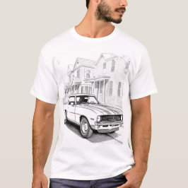 ラインアートクラシックマッスルカー Tシャツ