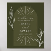 ラインアートスクリプトグリーン結婚の歓迎 ポスター (正面)