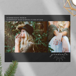 ラインアートスクリプトグレー卒業2写真 案内状