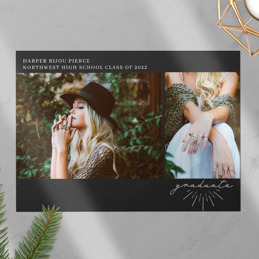 ラインアートスクリプトグレー卒業2写真 案内状