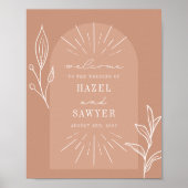 ラインアートスクリプトテラコッタ結婚のウェルカムポスター ポスター (正面)