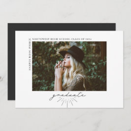 ラインアートスクリプト卒業水平フォト 案内状