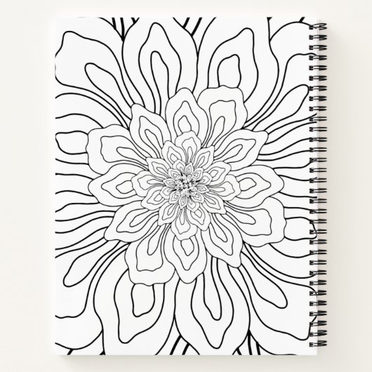 ラインアートスケッチのフラワーカラーリングページ ノートブック (裏面)