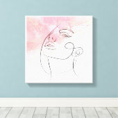 ラインアートスケッチ女性輪郭ウォールアート キャンバスプリント (インサイチュ (ウッドフロア))
