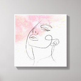 ラインアートスケッチ女性輪郭ウォールアート キャンバスプリント
