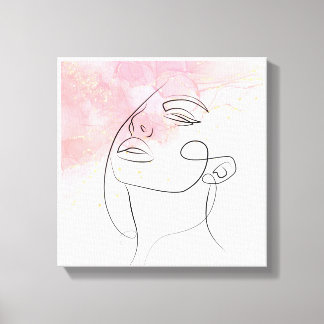 ラインアートスケッチ女性輪郭ウォールアート キャンバスプリント