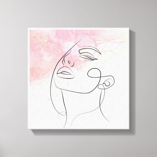 ラインアートスケッチ女性輪郭ウォールアート キャンバスプリント (正面)