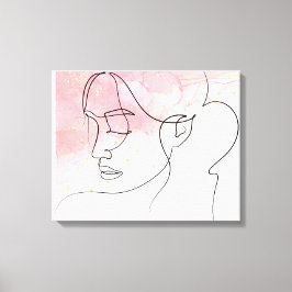 ラインアートスケッチ女性輪郭ウォールアート キャンバスプリント