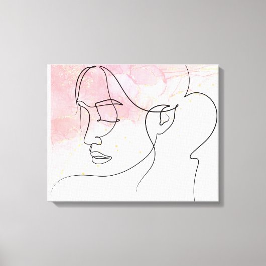 ラインアートスケッチ女性輪郭ウォールアート キャンバスプリント (正面)