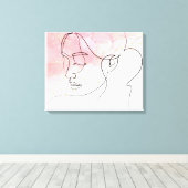 ラインアートスケッチ女性輪郭ウォールアート キャンバスプリント (インサイチュ (ウッドフロア))