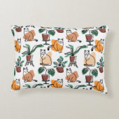 ラインアートスケッチ猫と花 アクセントクッション (裏面)