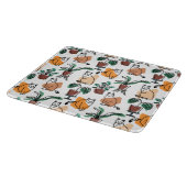 ラインアートスケッチ猫と花 カッティングボード (角)