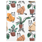 ラインアートスケッチ猫と花 クリップボード (裏面)