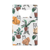 ラインアートスケッチ猫と花 クレジットカード栓抜き (裏面)