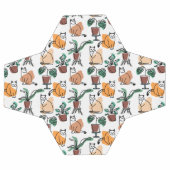 ラインアートスケッチ猫と花 サッカーボール (フラット)