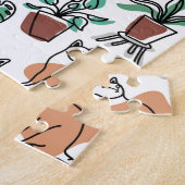 ラインアートスケッチ猫と花 ジグソーパズル (側面)