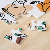 ラインアートスケッチ猫と花 ジグソーパズル (側面)