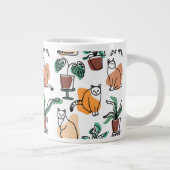 ラインアートスケッチ猫と花 ジャンボコーヒーマグカップ (右)