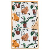 ラインアートスケッチ猫と花 スモールペーパーバッグ (裏面)