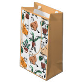 ラインアートスケッチ猫と花 スモールペーパーバッグ (裏面アングル)