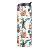 ラインアートスケッチ猫と花 タンブラー (回転左)