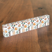 ラインアートスケッチ猫と花 デスクネームプレート (側面)