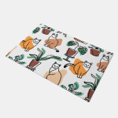 ラインアートスケッチ猫と花 ドアマット (アングル)