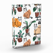 ラインアートスケッチ猫と花 フォトブロック (左)