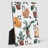 ラインアートスケッチ猫と花 フォトプラーク (側面)