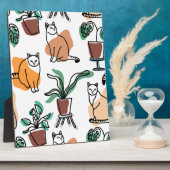 ラインアートスケッチ猫と花 フォトプラーク (側面)