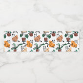 ラインアートスケッチ猫と花 ペットボトルラベル (シングルラベル)