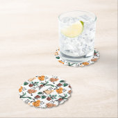 ラインアートスケッチ猫と花 ペーパーコースター (インサイチュ)