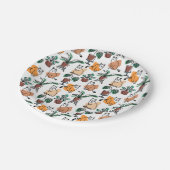 ラインアートスケッチ猫と花 ペーパープレート (アングル)