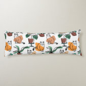 ラインアートスケッチ猫と花 ボディピロー (裏面)