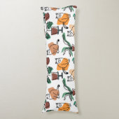 ラインアートスケッチ猫と花 ボディピロー (正面縦)