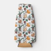 ラインアートスケッチ猫と花 ボトルクーラー (正面)