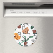 ラインアートスケッチ猫と花 マグネット (インサイチュ (食洗機))