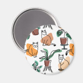 ラインアートスケッチ猫と花 マグネット (正面/裏面)