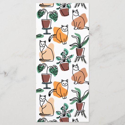 ラインアートスケッチ猫と花 メニュー (正面)