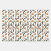 ラインアートスケッチ猫と花 ラッピングペーパーシート (正面)