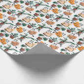 ラインアートスケッチ猫と花 ラッピングペーパー (角)