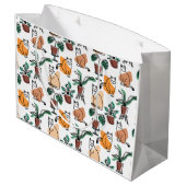 ラインアートスケッチ猫と花 ラージペーパーバッグ (裏面アングル)