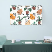 ラインアートスケッチ猫と花 横断幕 (トレードショー)