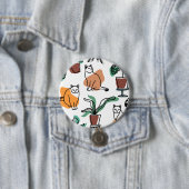 ラインアートスケッチ猫と花 缶バッジ (インサイチュ)