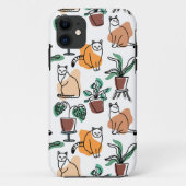 ラインアートスケッチ猫と花 Case-Mate iPhoneケース (裏面)
