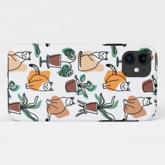 ラインアートスケッチ猫と花 Case-Mate iPhoneケース (裏面(横))
