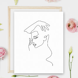 ラインアートスケッチ |白黒 |ミニマリスト ポスター